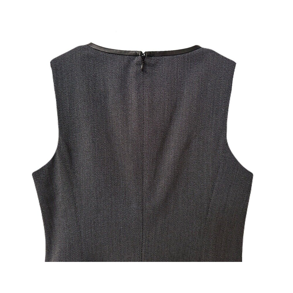 Theory Womens Size 10 Grey Wool Blend Sleeveless Pocket Dress Lambskin Trim EUC - Picture 4 of 7